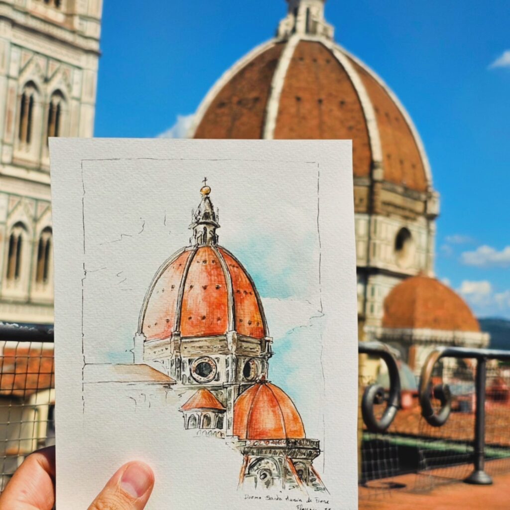 Stage dessin à Florence. Un stage artistique sur le thème du carnet de voyage à florence, en Italie. Stage en Italie de dessin et aquarelle
