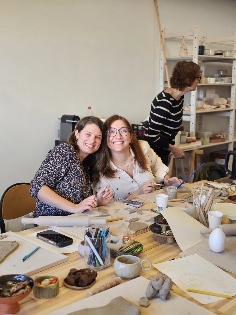 Contemporary ceramics workshop in Mulhouse near Basel, pottery class for adults, handmade clay objects, artistic workshop in artist studio Alsace